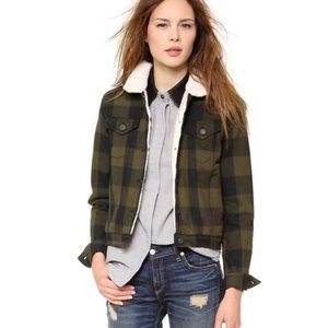 rag & bone Olive Checkered Jean Jacket